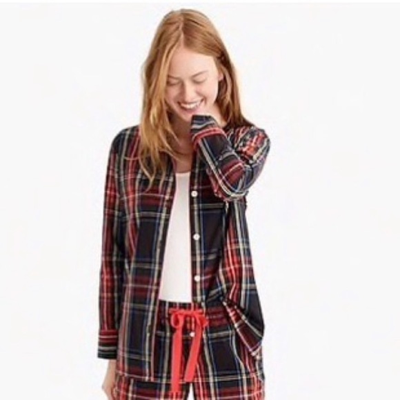 NWT J. Crew Stewart Tartan Plaid Cotton Long Sleeve Pajama Shirt Women’s XS / S - Picture 2 of 4